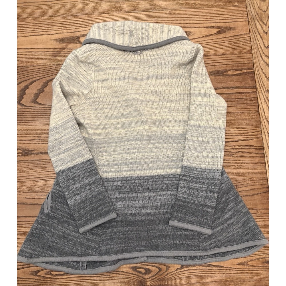 Free People Women's Large Wool Blend Oversized Grey/Cream Ombre Cardigan Sweater - Picture 2 of 9